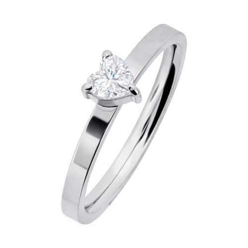 Anel de Aço Solitário Love Zircônia Coração 5mm