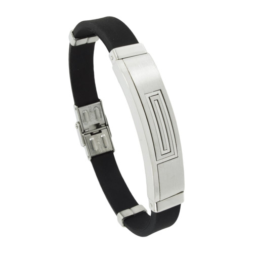 Pulseira Aço Chapa com Grego Caucciù 13mm