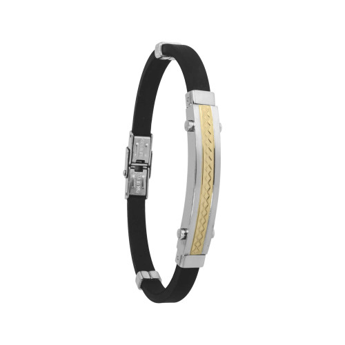 Pulseira Aço Caucciù Placa IPG 9mm
