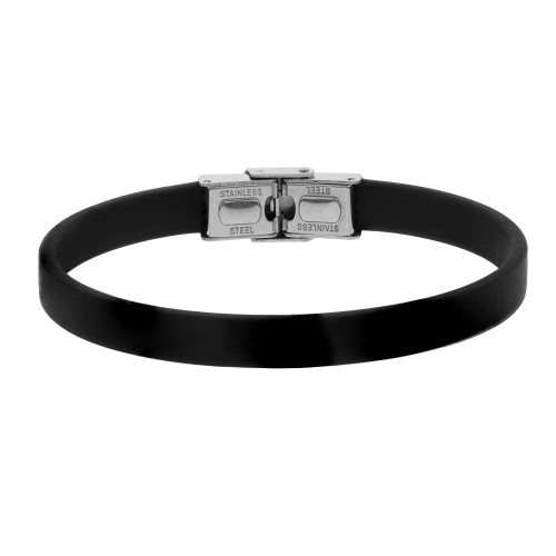 Pulseira de Aço New Style Basic e Caucciu Black 7.5mm 21cm