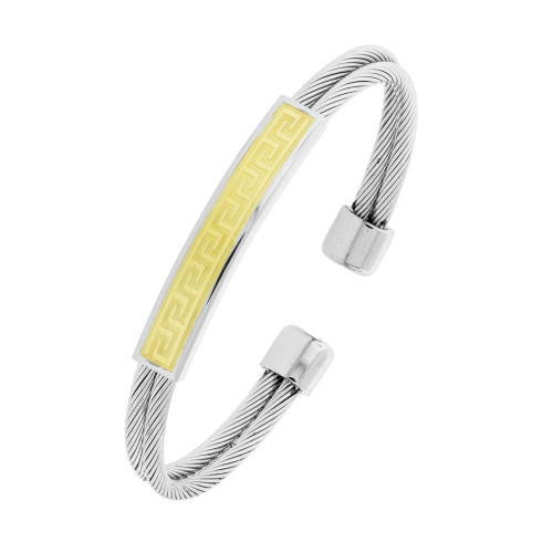 Bracelete de Aço Cabo Náutico Trabalhado Grego IPG 12mm 21cm