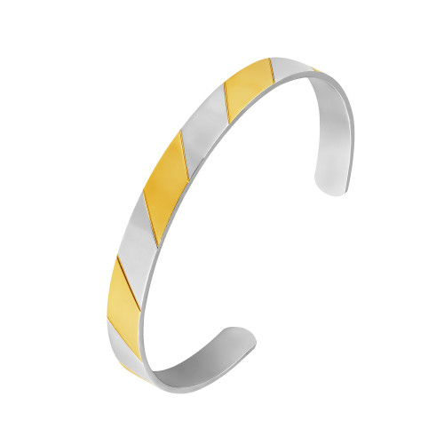 Bracelete de Aço Bicolor Dourado IPG 8mm Ajustável