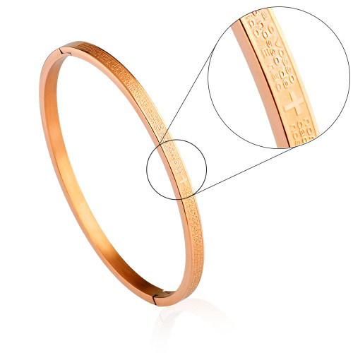 Bracelete de Aço Pai Nosso Rosé 4mm 20cm
