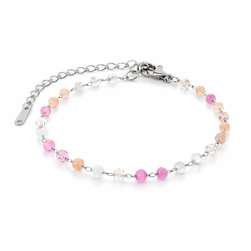 Pulseira de Aço Pink Summer 16cm com extensor 5cm