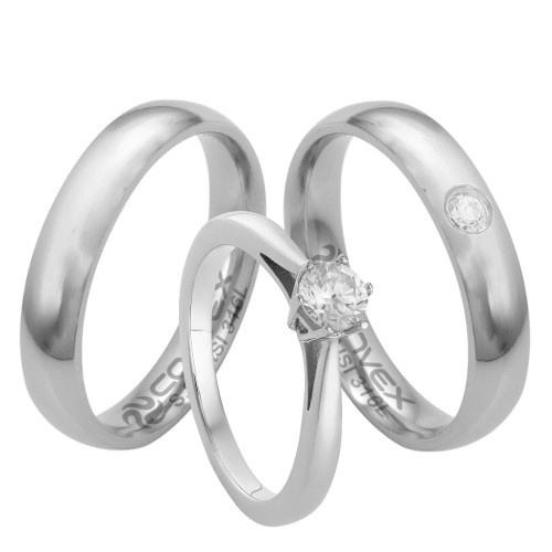 Par de Alianças Lille Confort e Lyon Confort + Solitário Bali