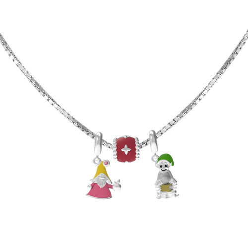 Colar de Prata do Signo de Libra Veneziana e Berloques com Resina