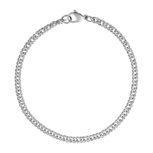 Pulseira de Aço Elos Duplos Fio Fino 19cm
