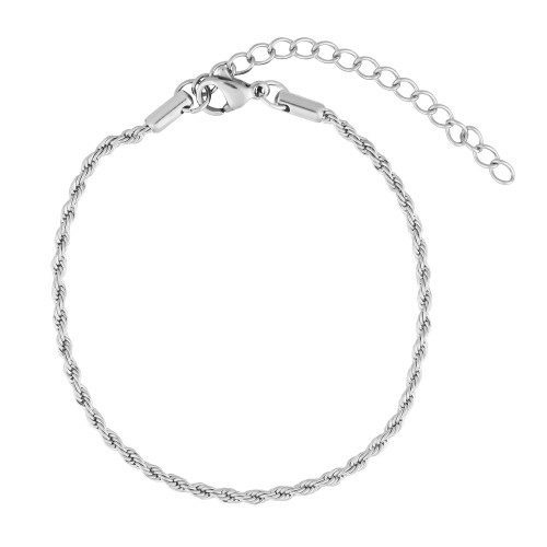 Pulseira de Aço Corda 2mm 16cm extensor 5cm