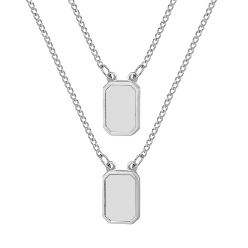 Escapulário de Aço Placa Lisa 10x7mm 70cm