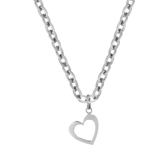Colar de Aço Coração Only Love  9x9mm 45cm
