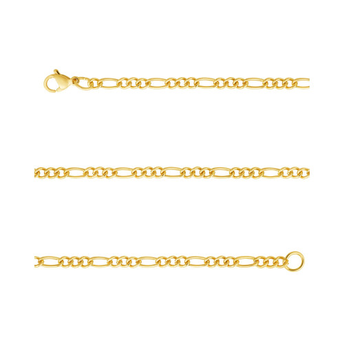 Pulseira Aço Groumet 3x1 3.00mm 21cm Gold IPG