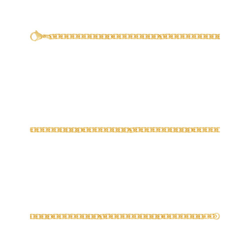 Pulseira Aço Groumet Elos Duplos 4.70mm 21cm Gold IPG