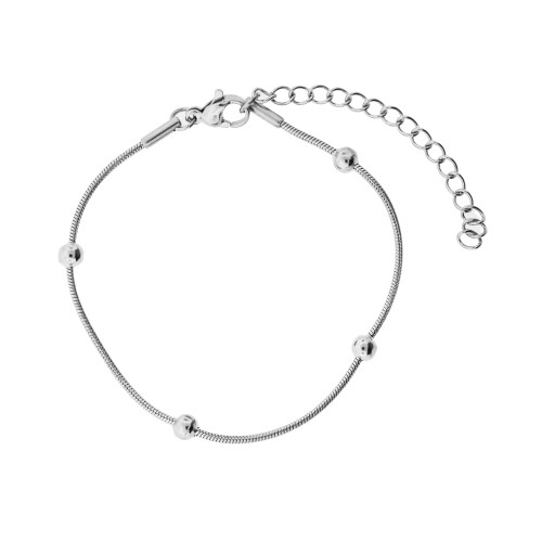 Pulseira de Aço Rabo de Rato Bolinha 1.10mm 16cm