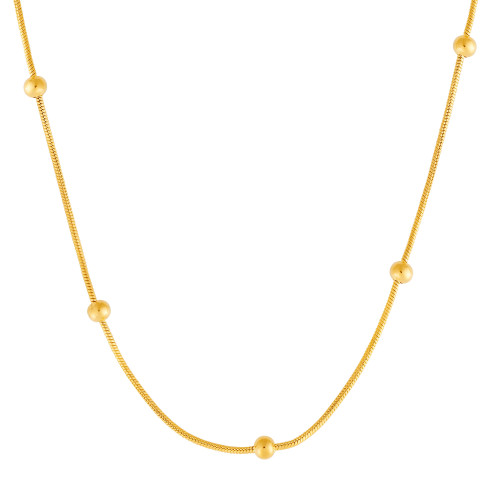 Colar de Aço Rabo de Rato Bolinha Dourado IPG 45cm