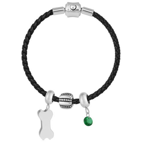 Pulseira Berloque Little Bone Coleção Steel Dreams Corino e Aço-1