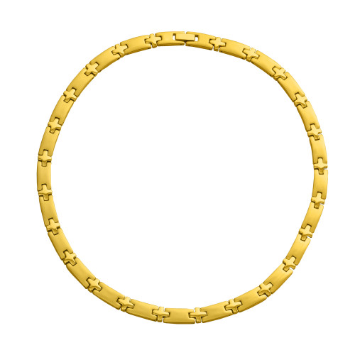 Corrente Aço Cruz 8mm 40cm Gold IPG