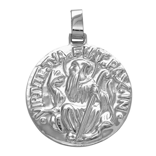 Pingente Aço São Bento Redondo 35mm