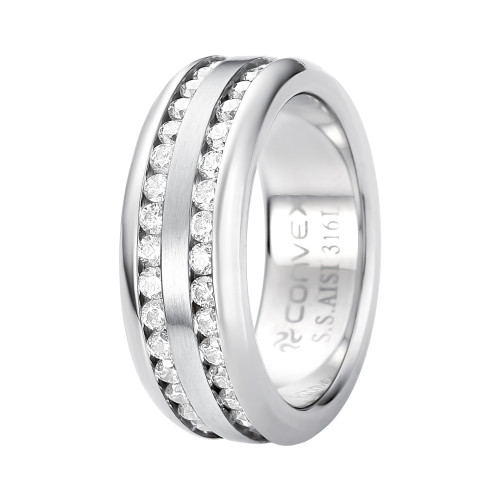 Aliança Aço Troya Dupla 8mm com Zircônia