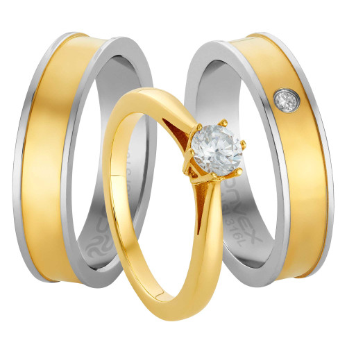 Par de Alianças Apolo e Vênus + Solitário Ibiza