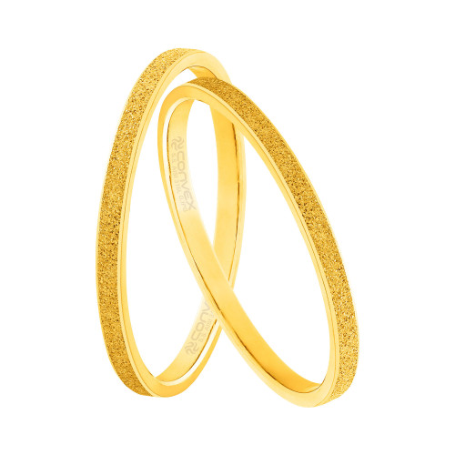 Par de Alianças de Aço Shine Gold IPG Brinde Porta- joias