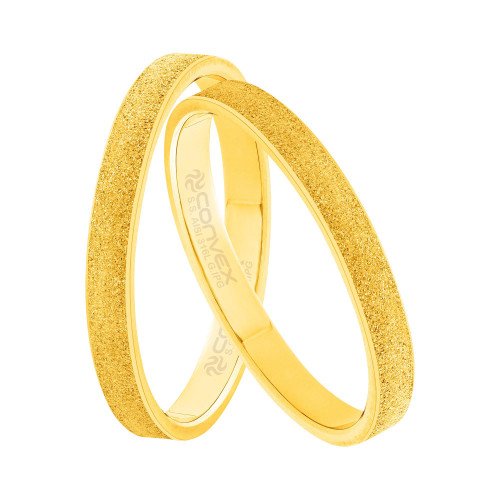 Par de Alianças de Aço Bright Gold IPG Brinde Porta-joias