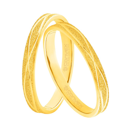 Par de Alianças de Aço Glow Gold IPG Brinde Porta-Joias