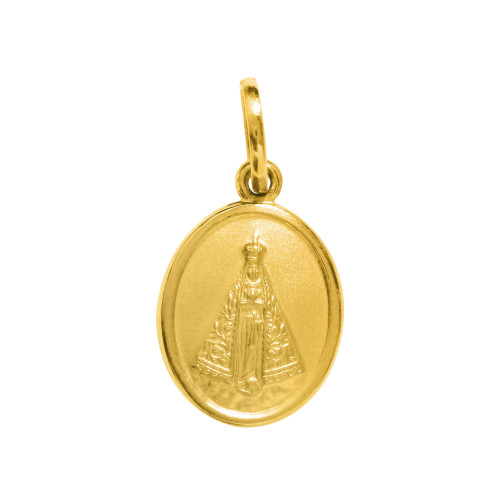 Pingente de Aço Mini Nossa Senhora Aparecida Oval Gold IPG 9x7mm