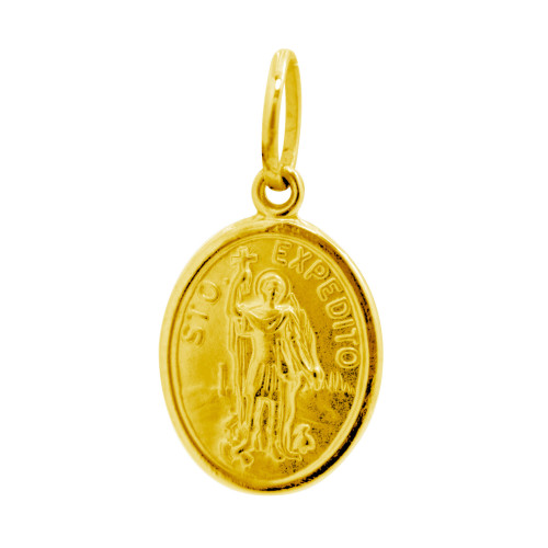 Pingente de Aço Santo Expedito Gold IPG 9x7mm