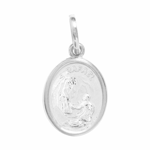Pingente de Aço Anjo São Rafael Oval 15x12mm