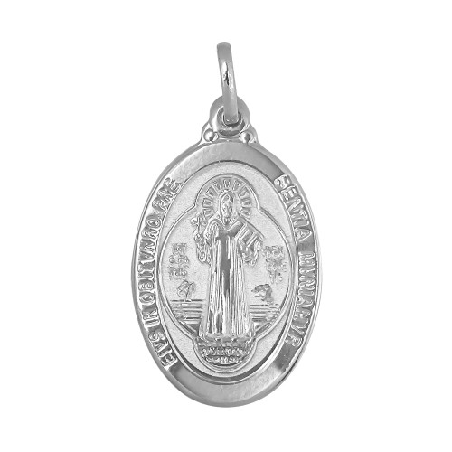 Pingente de Aço Oval São Bento Maciço 23x16mm