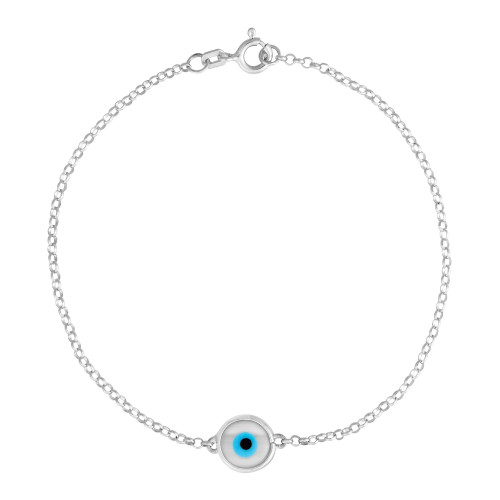 Pulseira de Prata Olho Grego 18cm