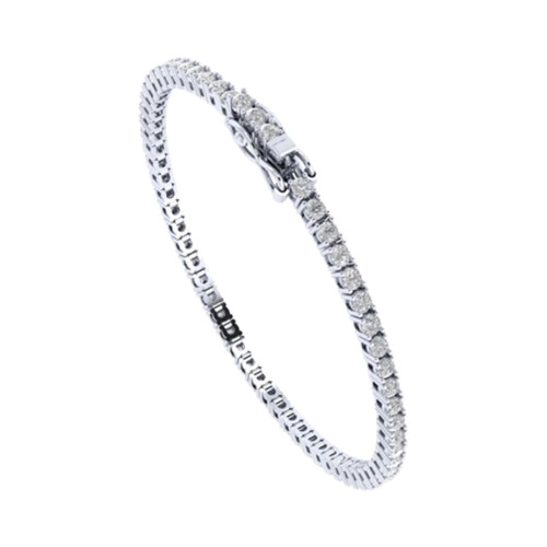 Pulseira de Prata Riviera com Zircônias Brancas 2mm 16cm