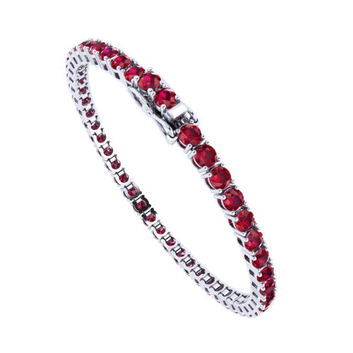 Pulseira de Prata Riviera Rubi 3mm 18cm Zircônias vermelhas