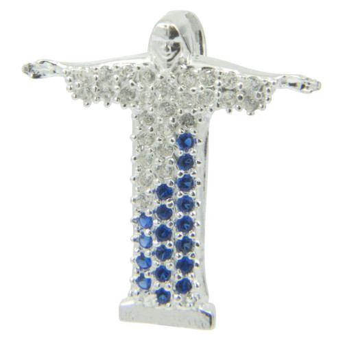 Pingente Prata Cristo Redentor com Zircônias 22x18,5mm