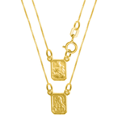 Escapulário Prata c/ Ouro 18K Veneziana SC Jesus NSra Carmo