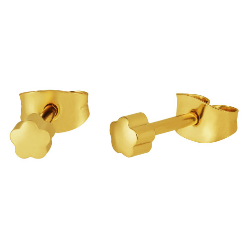 Brinco de Aço Flor 3.80mm Gold IPG