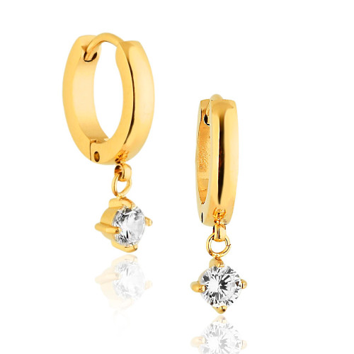 Brinco de Aço Argola Encanto com Zircônias IPG