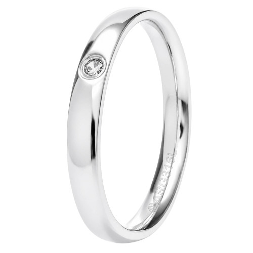 Aliança de Prata Argentum Aster com Zircônia Abaulada 3mm