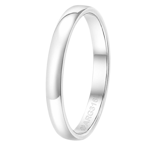 Aliança de Prata Argentum Slim Basic Up Abaulada 2.95mm