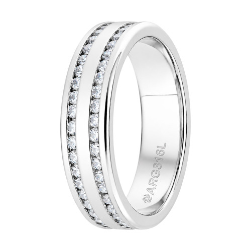 Aliança de Prata Argentum Creta com Zircônias 6mm
