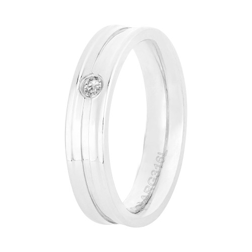 Aliança de Prata Argentum Ena 5mm com Zircônia