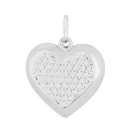 Pingente de Prata Coração Diamantado 16x16mm