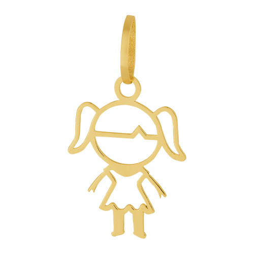 Pingente Aço Menina Laser 16x13mm Gold IPG