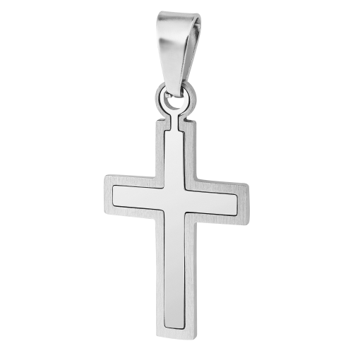 Cruz de Aço Polida com Detalhe Fosco 34x19mm-1