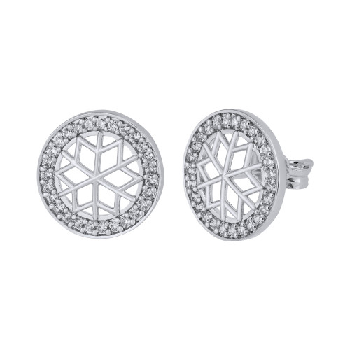 Brinco de Prata Mandala com Zircônias Brancas