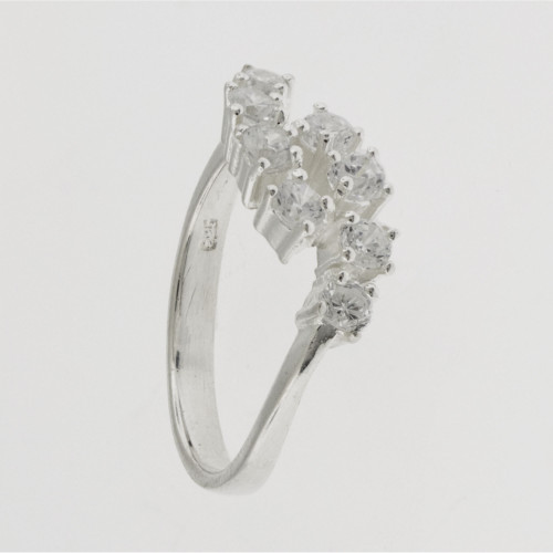 Anel de Prata Wave Zircônias Brancas 3.0mm