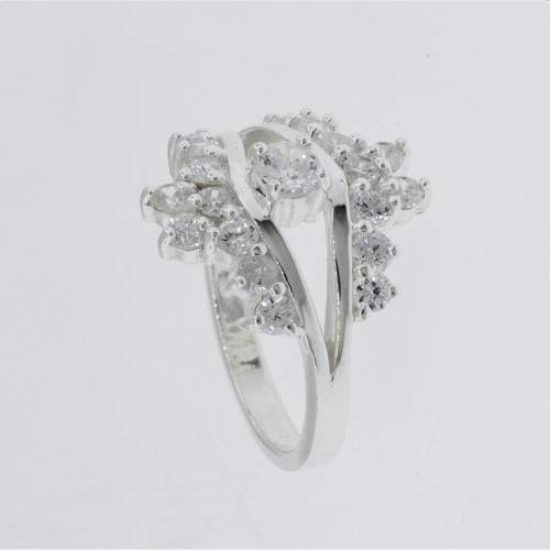 Anel de Prata Olho Grego Zircônias Brancas 4mm