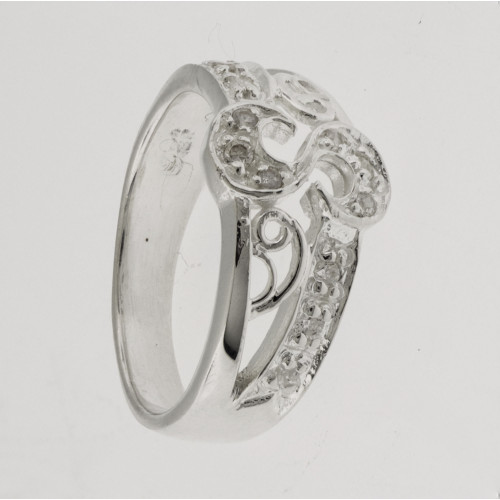 Anel de Prata Mistério Zircônias Brancas