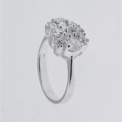 Anel de Prata Encanto Zircônias Brancas 15x10