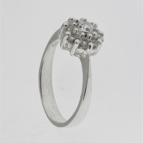 Anel de Prata Buquê Zircônias Brancas 4mm